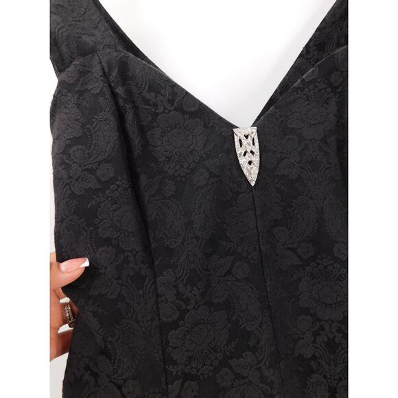 Rampage Vintage Jacquard Floral Black Flare Whimsigoth 90s Dress Size 5 Elegant - Picture 5 of 7